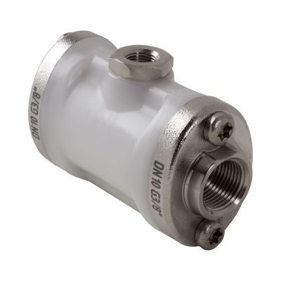 VMP010 РЕЗЬБА G 3/8 КОРПУС POM БЕЛЫЙ ФЛАНЕЦ AISI316L